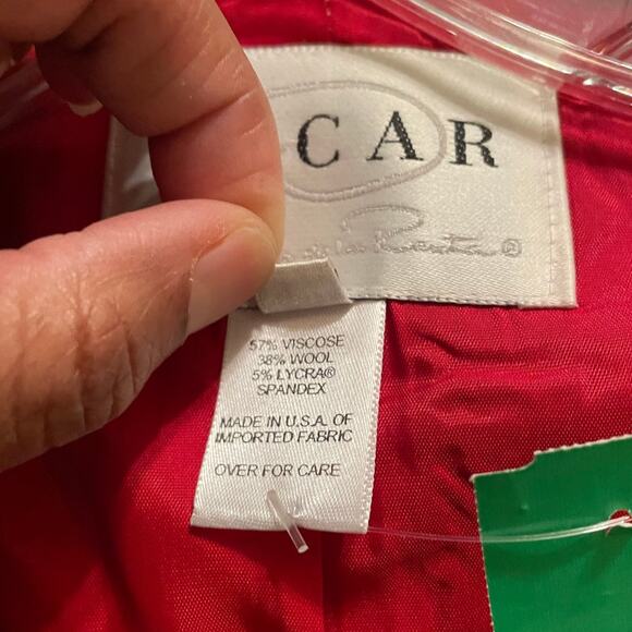 Oscar de la Renta Size 16W Red Wool Blend 2PC‎ Dress - Picture 7 of 7